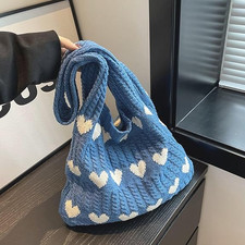 Boho Heart Crochet Tote Bag -